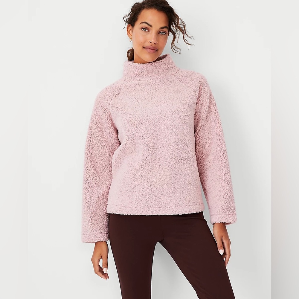 Ann Taylor Sherpa Mock Neck Top